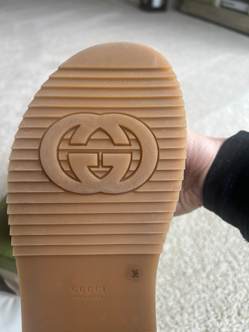 Gucci Angelina Denim GG Logo Platform Slide Sandals - Blue/Brown NIB - Picture 4 of 11